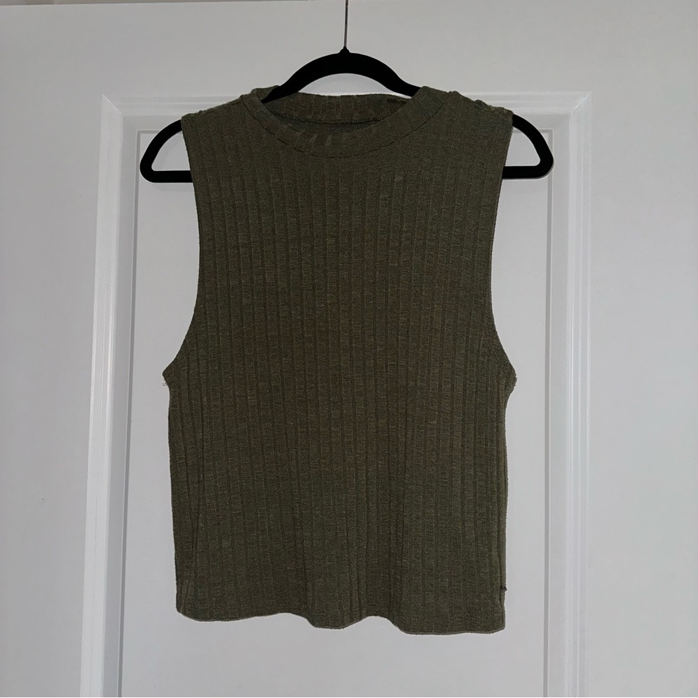 American eagle Olive Ribbed Sleeveless Top